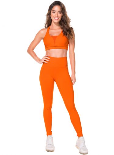 Supplex Fabric High Waist Leggings Orange